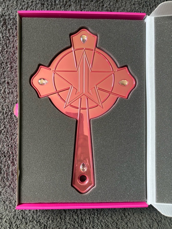 Jeffree Star Accessories - NIB Jeffree Star Pink Religion Pink Chrome Finish Cross Hand Mirro